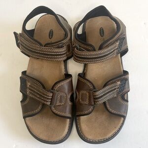DR. Scholl’s Kai Men’s Memory Foam Sandals Sz 10 Cool Fit Adjustable Strap Brown